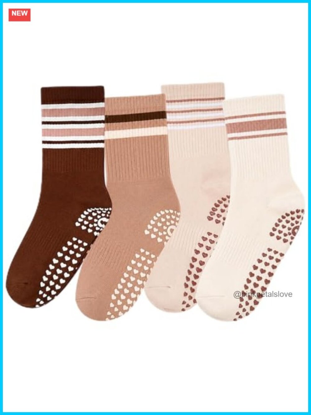 4 Pairs Pilates Grippy Socks Non-Slip Ruffle Yoga Barre Socks